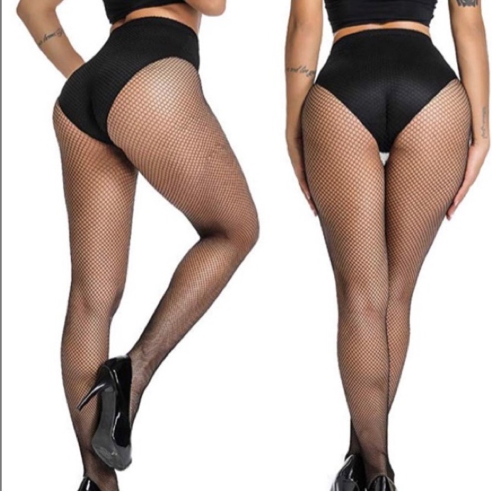 BodyRage Black Fishnet Seamless Tights